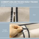 Roupeiro de Tecido Dobrável com 8 Prateleiras de Armazenamento e 2 Barras de Pendurar 125x43x162,5cm Creme