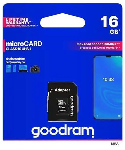 Cartão de Memória 16GB UHS - I MicroSD + Adaptador SD (CLASS 10) - GOODRAM