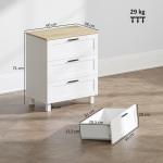 Cómoda Estreita com 3 Gavetas Cómoda de Quarto com Pés de Madeira Estilo Moderno 60x38x71 cm Branco
