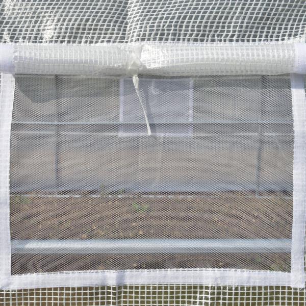 Estufa Tipo Túnel de Jardim 4x3x2m com Porta Enrolável 8 Janelas Cobertura de PE 140g/m² e Metal Galvanizado para Cultivos de Plantas Verduras Branco