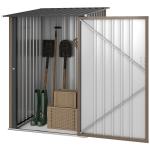 Abrigo de Jardim de Aço Galvanizado com Porta Fechadura e Teto Inclinado 0,92 m² 100x103x160 cm Marrom
