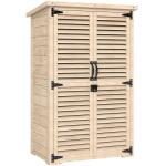 Armário de Jardim de Madeira 75x50x118 cm Armário para Ferramentas com 2 Portas de Persiana 2 Estantes Madeira