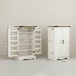 Armário Despensa de Cozinha com 2 Portas, 16 Prateleiras e Prateleira Ajustável para Sala de Jantar ou Sala de Estar 60x40x104 cm Creme