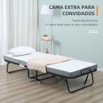 Cama Dobrável 200x75x42,5 cm Cama de Campismo Portátil com Colchão Individual Rodas e Freios Carga Máxima 150 kg para Dormitórios Branco