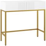 Mesa Consola Moderna Mesa de Entrada com 2 Gavetas e Pés de Aço Anti - tombo para Entrada Sala Corredor 80x31,5x75 cm Branco