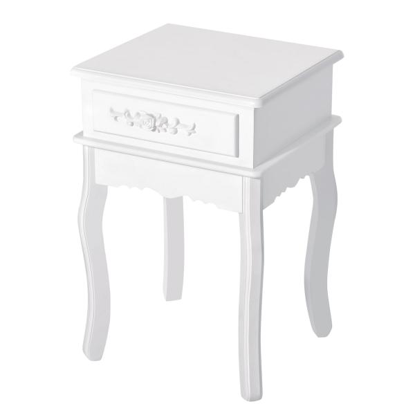 Mesa de Cabeceira com 1 Gaveta Mesa Auxiliar de Madeira para Dormitório Sala de Estar Estilo Moderno 40x35x60cm Branco