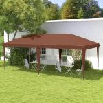Tenda Dobrável 6x3 m com Altura Ajustável em 3 Níveis Bolsa de Transporte Anti - UV e Estrutura de Aço Castanho