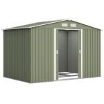 Abrigo de Jardim 4,83m² 277x195x192cm Abrigo Metálico para Armazenamento de Ferramentas com Base de Reforço Incluída Verde Claro