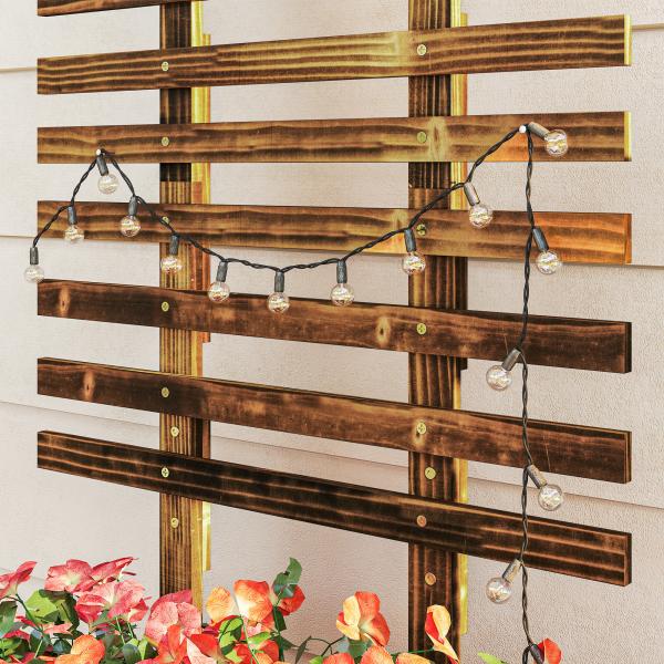 Floreira Exterior de Madeira Floreira com Treliça para Plantas Trepadeiras Tecido não Tecido Rodas 65x31x147 cm Madeira