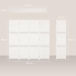 Biombo de 4 Painéis Dobrável Separador de Ambientes Divisor de Ambientes com Prateleiras 181x180cm Branco