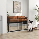 Barreira de Segurança para Cães com 3 Extensões Montagem a Pressão Duplo Bloqueio 75 - 145x76 cm Preto