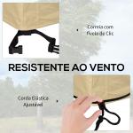 Capa Protetora para Móveis de Jardim 152x87x59 - 79 cm com Tecido Oxford 600D Impermeável e Fivela Bege e Creme