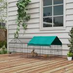 Gaiola para Animais Pequenos Gaiola para Roedores de Aço com Porta e Toldo para Coelhos Chinchilas Galinhas 185x75x75 cm Verde