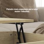 Mesa de Centro com Bancada Elevável Espaço Oculto de Armazenamento Gavetas e Prateleira Aberta 100x50x48 - 62 cm Carvalho
