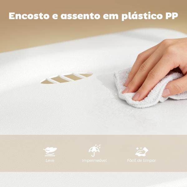 Conjunto de 6 Cadeiras Dobráveis com Encosto Curvo Assento Côncavo com Ventilação 48,5x47x75 cm Branco