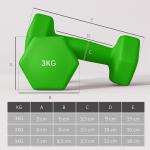 Conjunto de Halteres Hexagonais 2x1 kg 2x2 kg 2x3 kg com Suporte de Armazenamento para Treino em Casa Multicolor