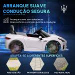 Carro Elétrico para Crianças Maserati Gran Turismo Folgore 12V Controlo Remoto Faróis Buzina e Música MP3 98x59x43 cm Branco