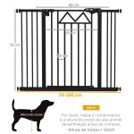 Barreira de Segurança Extensível para Animais de Estimação com Fecho Automático e Sistema de Duplo Bloqueio 74 - 100x76 cm Preto
