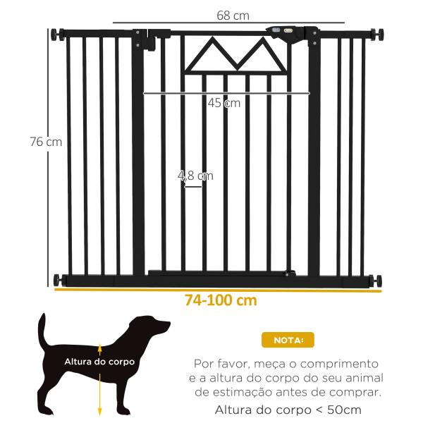 Barreira de Segurança Extensível para Animais de Estimação com Fecho Automático e Sistema de Duplo Bloqueio 74 - 100x76 cm Preto