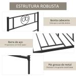 Estrutura de Cama Individual de Metal 31cm para Colchão 90x190cm com Cabeceira com Forma de Coração Estrutura de Cama com Espaço em Baixo de Armazenamento 95x196x100cm Preto
