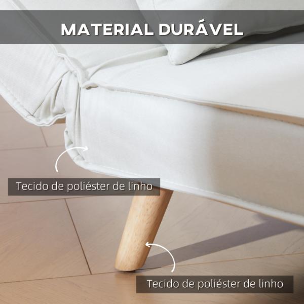 Poltrona 3 em 1 Sofá Cama Individual Dobrável com Encosto Ajustável em 6 Posições e Almofada 94x78x80 cm Bege
