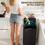 Balde do Lixo de Cozinha Automático 45 L com Sensor Infravermelho Fecho Suave 38x25,5x67,5 cm Preto