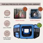 Parque Dobrável para Cães e Gatos, Cercado Portátil para Animais Pequenos, Impermeável em Tecido Oxford, Ø90x41 cm, Azul