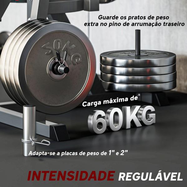 Máquina de Extensão e Flexão de Pernas Ajustável com Carga de Discos para Treino de Glúteos e Coxas em Ginásio