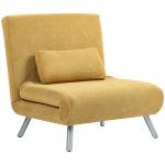 Sofá Cama de 1 Lugar Dobrável Estofado em Tecido Amarelo Mesclado com Encosto Ajustável em 5 Níveis 80x75x83 cm