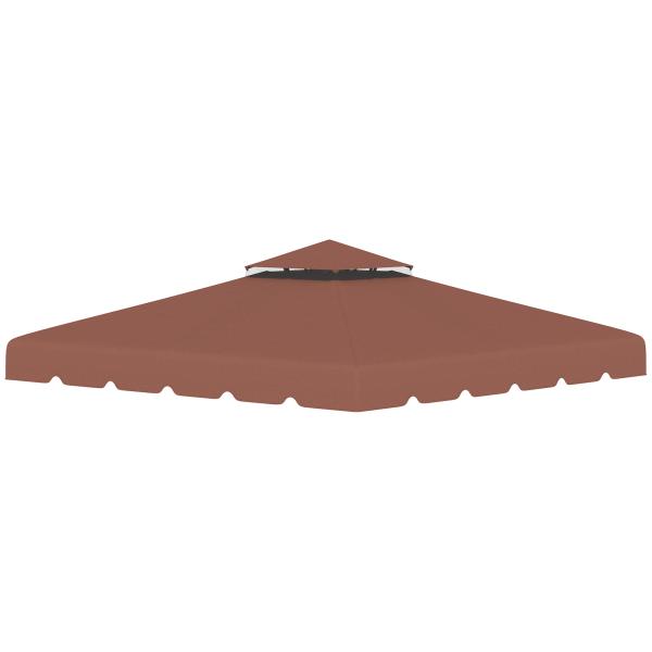 Toldo de Substituição para Pérgola 300x300 cm com Duplo Teto e 8 Orifícios de Drenagem Marrom