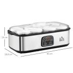 Iogurteira 30W Volume 1,44L com 8 Frascos de Cristal de 180ml Termostato Ajustável Temporizador de 1 - 48 Horas e Desligado Automático 36x18,8x14cm Prata