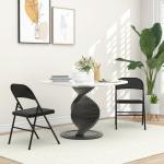 Conjunto de 2 Cadeiras Dobráveis com Encosto e Estrutura de Aço para Sala de Estar escritório Estúdio 45x46x78 cm Preto