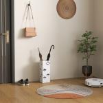 Suporte para Guarda Chuva de Aço com 4 Ganchos e Bandeja de Gotejamento Amovível 15,5x15,5x41 cm Branco