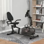 Bicicleta Estática com Encosto 8 Níveis de Resistência Bicicleta Banco Ajustável e Ecrã LCD 121 - 142x62x101 cm Preto