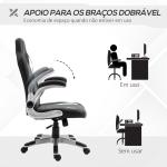 Cadeira de escritório ergonômica Altura ajustável apoio de Braço dobrável com 5 rodas Carga 120 kg 65x69x112 - 122 cm cinza