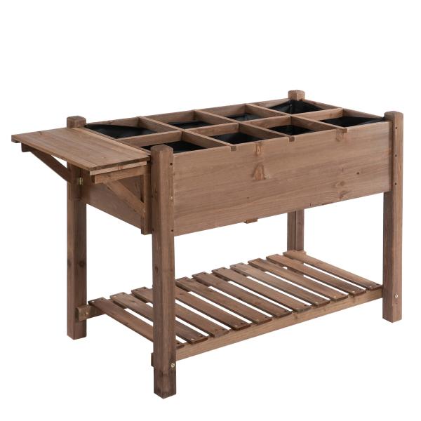 Horta Vertical com Prateleira Horta Elevada de Madeira Maciça para Cultivo de Flores Verduras Ervas 123x54x74cm Marrom