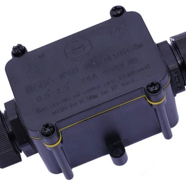 Ligador Estanque c/ Caixa (3 Pinos) 2 Vias 1.0~2.5mm2 IP68 p/ Instalações Eléctricas Exteriores