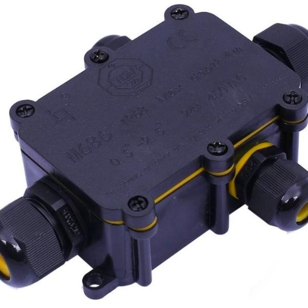 Ligador Estanque c/ Caixa (3 Pinos) 4 Vias 1.0~2.5mm2 IP68 p/ Instalações Eléctricas Exteriores