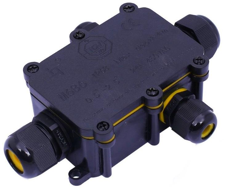 Ligador Estanque c/ Caixa (3 Pinos) 4 Vias 1.0~2.5mm2 IP68 p/ Instalações Eléctricas Exteriores