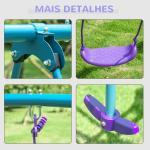 Conjunto de Baloiços de Jardim com Altura Ajustável Baloiços para Crianças com Baloiço Duplo 280x140x178 cm Azul e Roxo
