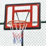 Tabela de Basquetebol Ajustável de 160 - 210cm Aro de Basquetebol com Suporte de Aço Base Recarregável 2 Rodas para Crianças e Adultos 75x83x261cm Vermelho e Preto