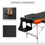 Marquesa de Massagem Dobrável e Portátil com Altura Ajustável e Apoio para a Cabeça 210x81x62 - 85 cm Laranja e Preto