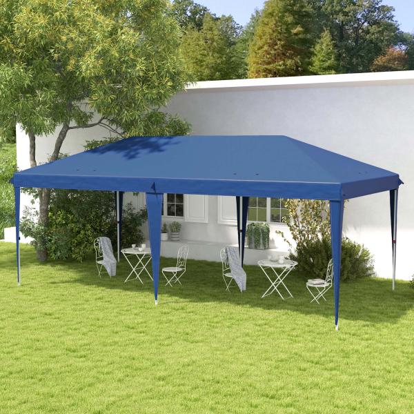 Tenda Dobrável 6x3 Tenda de Jardim Portátil com Bolsa de Transporte Tecido Oxford para Exterior Festas Acampamento Azul