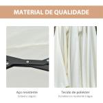 Chapéu de Sol Duplo com 48 Luzes LED 4,5x2,65 m Manivela Proteção Solar para Terraço Jardim Piscina Creme