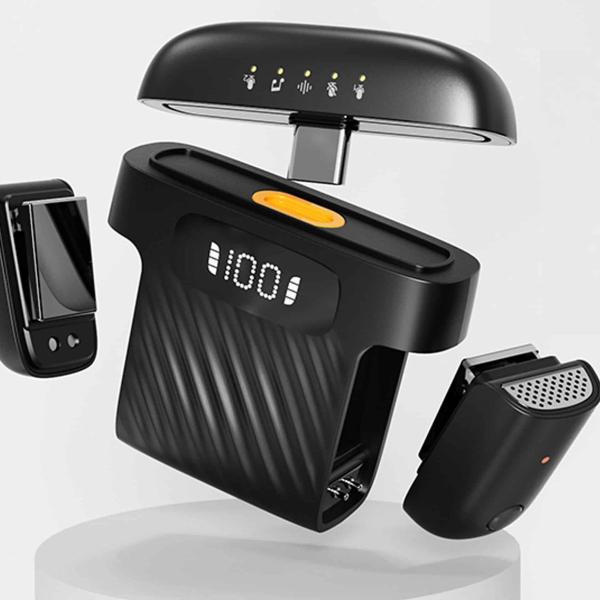 Microfone Sem Fios para Telemóvel – Duplo Microfone para Live, TikTok, Entrevistas e Vlogs | Plug & Play, Som Claro e Portátil | Modelo M8mini