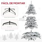 Árvore de Natal Ø116x180 cm Neve Artificial com 627 Pontas de PVC Base Dobrável e Suporte de Metal Decoração de Natal Verde e Branco