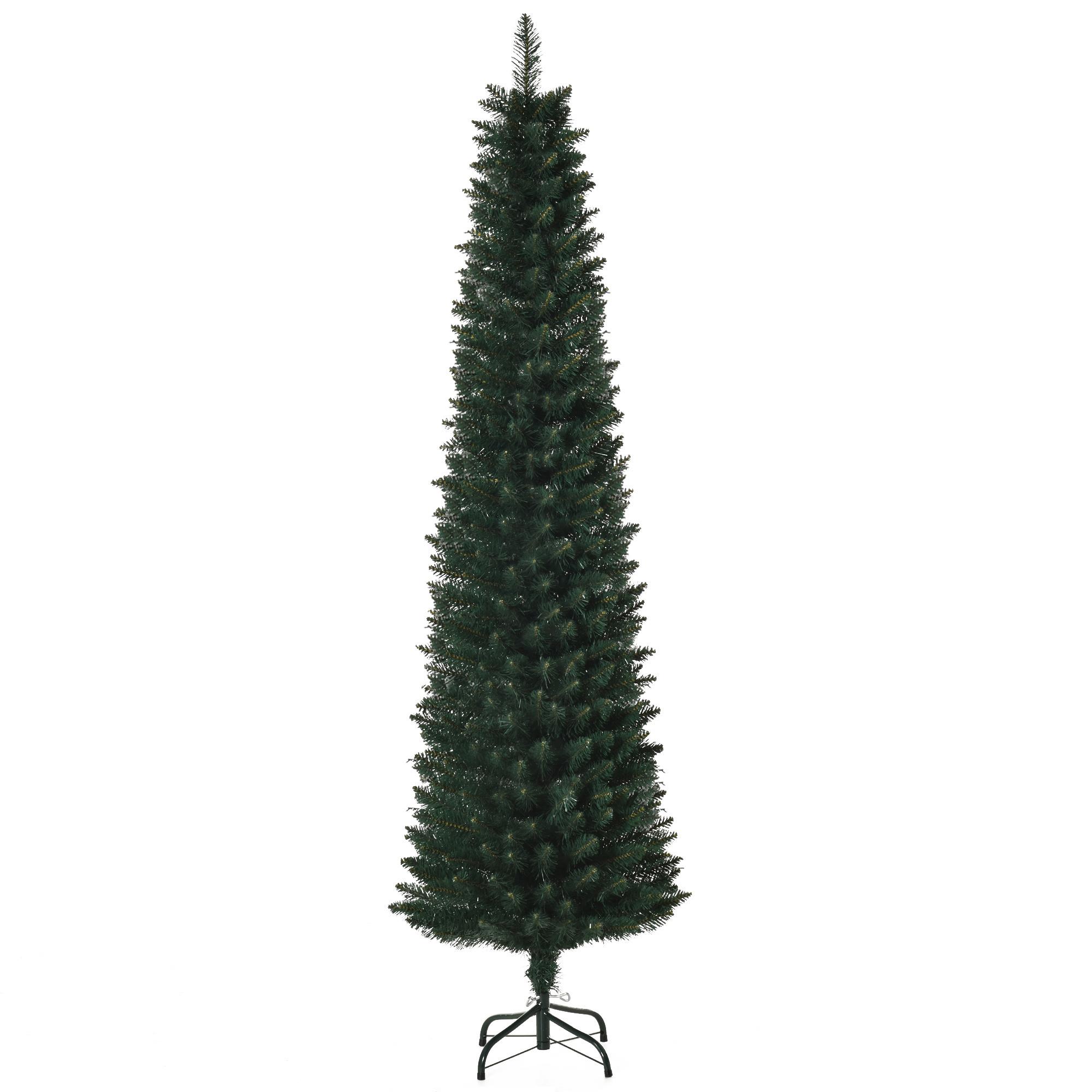 Árvore de Natal Artificial Altura 180cm com 380 Ramos de Folhas de PVC Ignífugos Base Dobrável e Suporte Metálico Ø56x180cm Verde