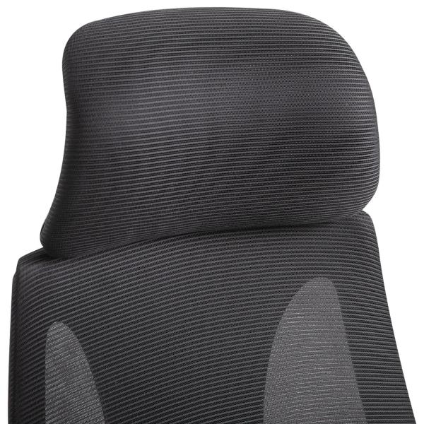 Cadeira de escritório ergonômica Cadeira de mesa inclinável ajustável em altura com encosto de braço Encosto de cabeça 5 rodas Suporta até 120 kg 64x58x116 - 126 cm Preto