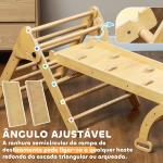 Triângulo de Escalada de Madeira 5 em 1 Escada para Crianças de 18 - 48 Meses com Rampa e Arco de Escalada 178x64,5x63 cm Madeira