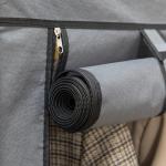 Roupeiro de Tecido Dobrável com 8 Prateleiras de Armazenamento e 2 Barras de Pendurar 125x43x162,5 cm Cinzento
